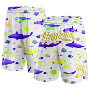 Pantalones Cortos Casuales Negros para Hombre, Cintura con Cordón, Secado Rápido, Tejido de Punto, Color Sólido, Pantalones Cortos Blancos para Hombre con Estampado de Peces por Sublimación - Product Image 2