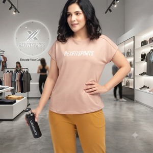 REXFITSPORTS 2026 เสื้อยืดกีฬาผู้หญิงทรงโอเวอร์ไซส์แบบสั่งทำพิเศษ ระบายอากาศได้ดี เหมาะสำหรับออกกำลังกาย ฟิตเนส ยิม ผลิตโดยผู้ผลิตเสื้อผ้ากีฬาแบบรับผลิตแบรนด์ส่วนตัว - Product Image 2