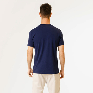 Men's <b>Navy</b> Blue Regular Fit Cotton T-Shirt O-Neck Short Sleeve Casual Solid Color Jersey Knit <b>Top</b> Now Available For Sale - Product Image 4
