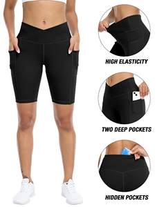 Shorts Deportivos de Cintura Alta para Mujer, de Poliéster, para Correr, Yoga, Gimnasio, Personalizados, al por Mayor, de Pakistán - Product Image 3