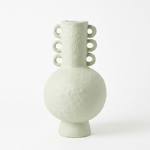 Vase sur pied rustique gris en papier mâché, bouteille minimaliste texturée, pot de fleurs terreux, décoration Wabi Sabi pour la maison - Product Image 4