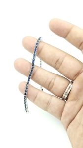 Bracelet tennis en argent sterling saphir naturel de luxe fait main, bijoux classiques personnalisés pour femmes, cadeaux pour mariages et fêtes, certifié - Product Image 2