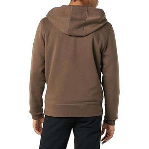 Sweat-shirt à capuche zippé pour homme, marron, coupe classique, couleur unie, décontracté, en molleton 100% coton tricoté - Product Image 5