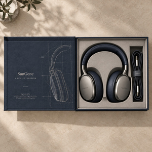 Caja acústica magnética SunGene Navy para auriculares supraaurales - Product Image 2