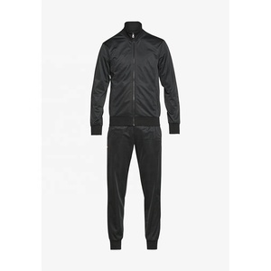 Ensemble de survêtement noir deux pièces, veste zippée, pantalon de survêtement long, streetwear, vêtements de sport, polyester respirant, vêtements d'automne - Product Image 1