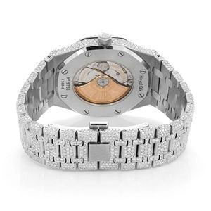 Iced Out Moissanite <b>Watch</b> VVS Diamond Hip Hop Modern Model <b>Men</b> Stainless Steel <b>Quartz</b> 20mm Band Glass Dial - Product Image 5