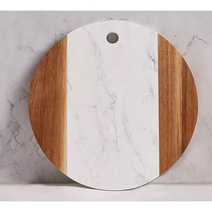 Handcrafted Marble And Acacia Wood Chopping Board Luxury Grey Marble Cutting Board With Rope Handle For Cheese Bread Board - Product Image 6