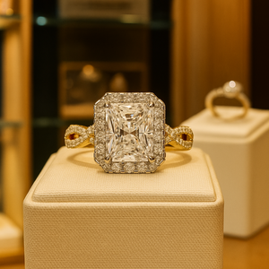 Bague de fiançailles et de mariage SHREERAJ SOLITAIRE originale en or jaune 14 carats avec diamant CVD de laboratoire taille Radiant 3,00 carats pour femme, certifiée IGI - Product Image 4