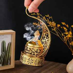 Quemador de Incienso Islámico de Metal con Forma de Luna Creciente y Estrella, Quemador de Incienso Árabe Oud, Decorativo para Ramadán, Eid, Fragancia para el Hogar - Product Image 3