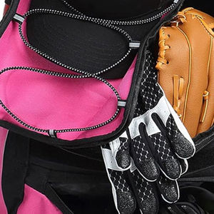 Pink Nylon Gym Backpack With <b>Adjustable</b> <b>Straps</b> Large Capacity Zipper Closure Unisex Casual Style Solid Color - Product Image 2