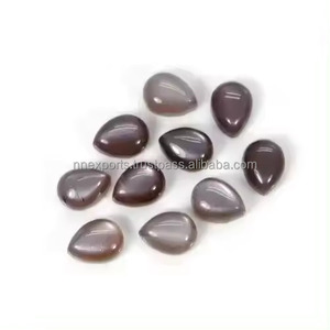 Cabujón de piedra lunar marrón natural de 4x6mm, forma de pera, parte trasera plana, piedra preciosa suelta calibrada, fabricante mayorista, tamaño personalizado disponible - Product Image 2