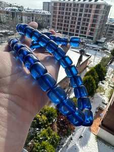 Tasbih musulman islamique en résine turque fait main, 33 perles bleues, motif ange, écologique, personnalisable, artisanat intemporel pour la maison - Product Image 4