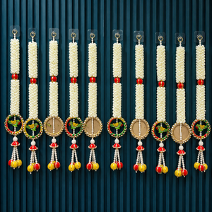 Adorno Colgante para Puerta con Diseño de Pájaro, Perlas, Flores y Latkan, Decoración de Pared con Anillo de Pájaro, para Diwali, Bodas y Hogar - Product Image 4