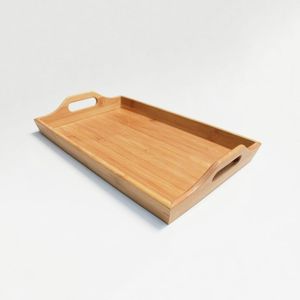 Premium Modern Handcrafted <b>Solid</b> Teak <b>Wood</b> Rectangular Eco-Friendly Serving Tray for Food Coffee Tea Decor with Handles - Product Image 1