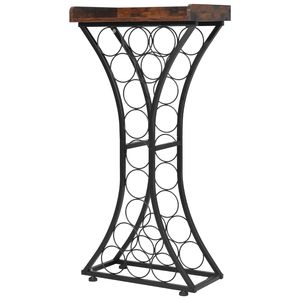 Porte-vin en bois sur pied pour 15 bouteilles, avec montage facile, support de rangement au sol et design de table pour armoire à liqueurs - Product Image 6