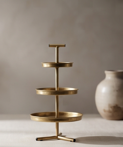 Modern Gold Metal 3 Tier Cake Stand Minimalist Dessert Display Tray Round <b>T</b> <b>Bar</b> Handle Cupcake Holder Party Table Decor - Product Image 1
