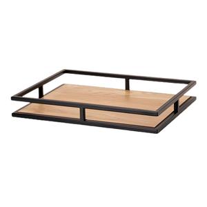 Juego de Dos Bandejas de Servir Modernas de Madera con Marco de Metal Negro Resistente, Perfectas para Hoteles, Restaurantes, Salas de Estar y Comedores - Product Image 5
