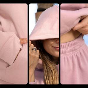 Conjunto Deportivo Casual de Felpa de Algodón Rosa Oversize para Mujer Tallas Grandes, Manga Larga, Ajuste Holgado, Bolsillos Laterales, Ropa de Otoño - Product Image 4