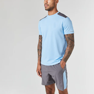 Men's Casual <b>Knitted</b> Solid Two-Piece Summer Shorts <b>Set</b> with Short Sleeve T-Shirts and Premium Quality Fabric - Product Image 2