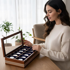 Caja de Madera para Guardar Relojes de Lujo, Caja de Madera para Relojes con Compartimentos para Guardar Joyas de AYAANS - Product Image 4