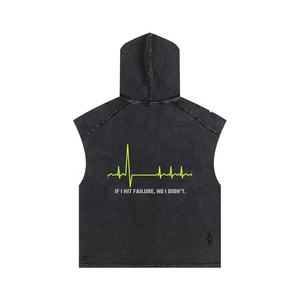 Sleeveless Zipper Hoodies for Men Custom Printed Cotton Screen <b>Printing</b> Bodybuilding Gym Apparel No Sleeve Less Men's hoodies - Product Image 2