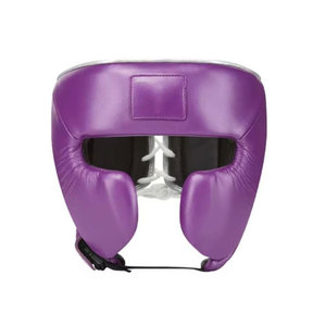Protège-tête de boxe en cuir PU violet avec fermeture à lacets pour adultes, équipement de protection unisexe - Product Image 1