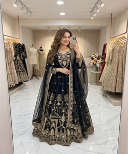 Vestido Largo Tradicional Indio Pakistaní con Bordado para Mujer, con Dupatta, para Bodas, Corte Holgado para Adultos, 86110 FD-: 805 - Product Image 1