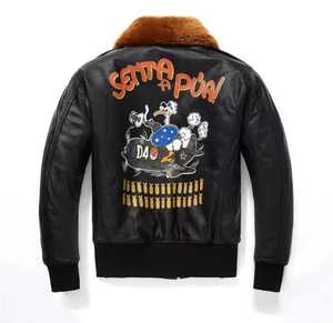 <b>Men's</b> Genuine <b>Leather</b> <b>Jacket</b> Breathable Stand Collar Zipper Closure Autumn Casual Style - Product Image 3