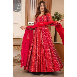 DKB -8 Prêt-à-porter Vêtements et accessoires traditionnels musulmans Maslin Full Flair 18 Kali Pattern Canvas Patta Duppta Set Printed - Product Image 3