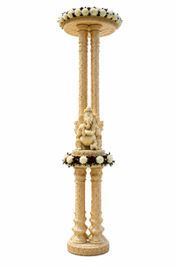 Mandap de Boda de Madera con Dos Pilares de Tendencia, Último Modelo de Mandap para Bodas al Aire Libre, Mandap con Gran Corona para Bodas en Destino en Australia - Product Image 4