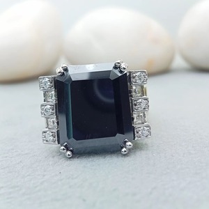 D'VINS JEWELS Classic 925 <b>Silver</b> Engagement <b>Ring</b> <b>Emerald</b> Cut Buguette Brilliant 9x7mm VVS Moissanite Gold Wedding Band for Gifts - Product Image 1