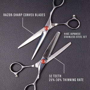 Tijeras de Peluquería Profesionales de Alta Calidad, Juego de Tijeras de Acero Inoxidable para Barbería, Tijeras para Adelgazar y Cortar el Cabello - Product Image 6