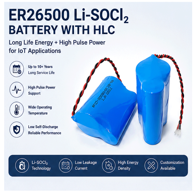3.6V 9Ah Li-SOCl Cylindrical Lithium Battery Cell Er26500 LIC1320 3.6V LiSOCL2 Battery ER26500AA 9000MAH for Gas Meter GPS