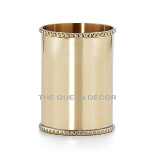 Unique Style Stainless Steel Metal <b>Round</b> Shape Sets Of 2 Golden Finished <b>Brush</b> Holder Creative Handcrafted - Product Image 4