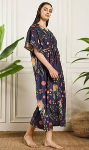 Robe kaftan en coton indien faite à la main, paréo de plage, coupe décontractée, kimono - Product Image 6