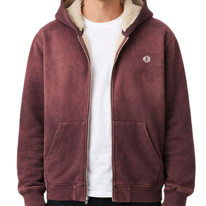 เสื้อฮู้ดซิปบุขนเชอร์ปาสำหรับผู้ชาย ผ้าฝ้ายฟลีซวินเทจทรงโอเวอร์ไซส์ สตรีทแวร์ ซิปเต็มตัว อุ่นสบาย รับสกรีนโลโก้ ขายส่ง - Product Image 3