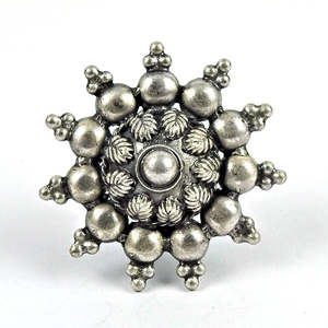 Old & Antique Look Artisan <b>Ring</b> Made From Solid 925 Sterling <b>Silver</b> <b>Ring</b> New Ethnic Chakra & Ghungroo Design Bohemian <b>Ring</b> - Product Image 1