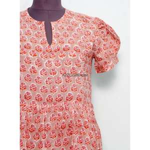 Vestido Niki 100% Algodón Estampado a Mano, Vestido Boho de Verano, Vestido Ligero Hecho a Mano - Product Image 3