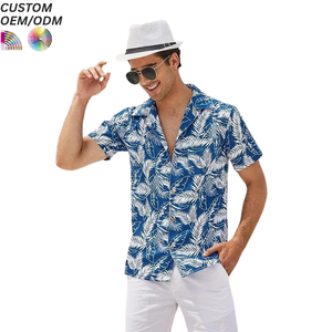 Camisas de Hombre a Cuadros Formales e Informales al por Mayor, Camisa de Vestir de Verano Transpirable con Botones y Flores de Seda Tejida de Manga Corta Negra - Product Image 4