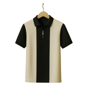 Polo Casual de Manga Corta para Hombre, Diseño Color Block con Cierre Frontal, Cuello Camisero, Tejido Popelín, Diseño Sólido para Verano - Product Image 3