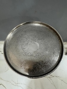 Luxury Cast Aluminum <b>Bar</b> <b>Table</b> Hammered Stem Round Tray Top Solid Base Antique Finish Durable Build Stylish Contemporary Accent - Product Image 4