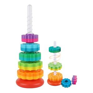 6 Pièces Jouets d'empilage rotatifs, Anneaux d'empilage arc-en-ciel, Jouet sensoriel <span class=keywords><strong>Montessori</strong></span> pour bébés et tout-petits filles et garçons - Product Image 1