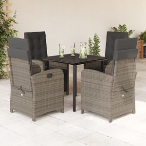Set da Pranzo da Giardino in Rattan Grigio per 4 Persone, Resistente alle Intemperie, Design Contemporaneo - Product Image 1