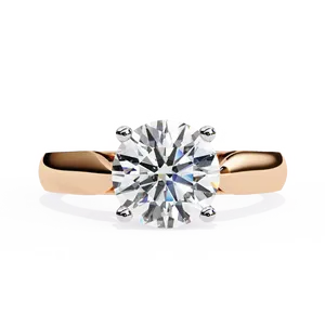 Bague Solitaire Ronde Brillante en Diamant de Laboratoire 2 carats, à Quatre Griffes, avec Sceau Cathédrale Ouvert, Bijou de Fiançailles en Or Personnalisé, Design Nuptial - Product Image 2