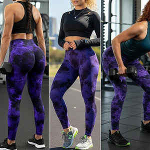 Leggings de sport sans couture pour femmes, taille haute, effet push-up, pour yoga, fitness, course à pied, vêtements de sport - Product Image 6