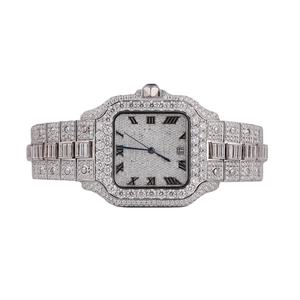 Reloj de Lujo para Hombre con Moissanita VVS, Correa Cuadrada de Acero Inoxidable, Estilo Hip Hop Iced Out para Raperos, de India - Product Image 1