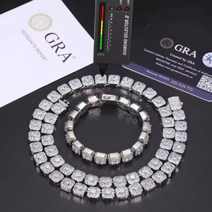 สร้อยคอร็อคชูการ์ เครื่องประดับจิวเวลรี่ชั้นดี จี้และชาร์มเงินแท้ 925 ชุบโรเดียม ประดับเพชรโมอิสซาไนต์ VVS พร้อมสายสร้อย - Product Image 3