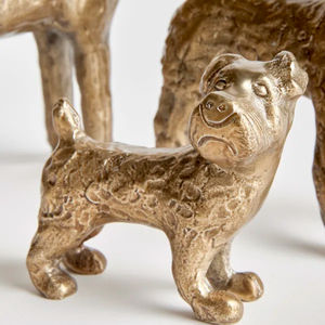 ชุดรูปปั้นสุนัขทองคำหรูหรา 3 ชิ้น งานโลหะตกแต่งรูปสัตว์ สำหรับตกแต่งบ้าน ห้องนั่งเล่น สำนักงาน ของตกแต่งทำมือ - Product Image 2