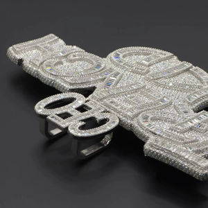 Colgante de Plata S925 Personalizado con Nombre, Joyería Fina con Moissanita Redonda VVS, Colgantes y Dijes Finos de Hip Hop para Fiestas - Product Image 3