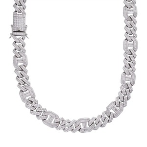 مجوهرات الهيب هوب المخصصة بالكامل الماس سلسلة الارتباط كوبي جولة مختبر نمت الماس والمجوهرات مع 14K سلسلة الذهب الأصفر للرجال